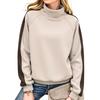 Women's Casual Loose Fit Color Block Long Sleeve High Neck Pullover Sweatshirt