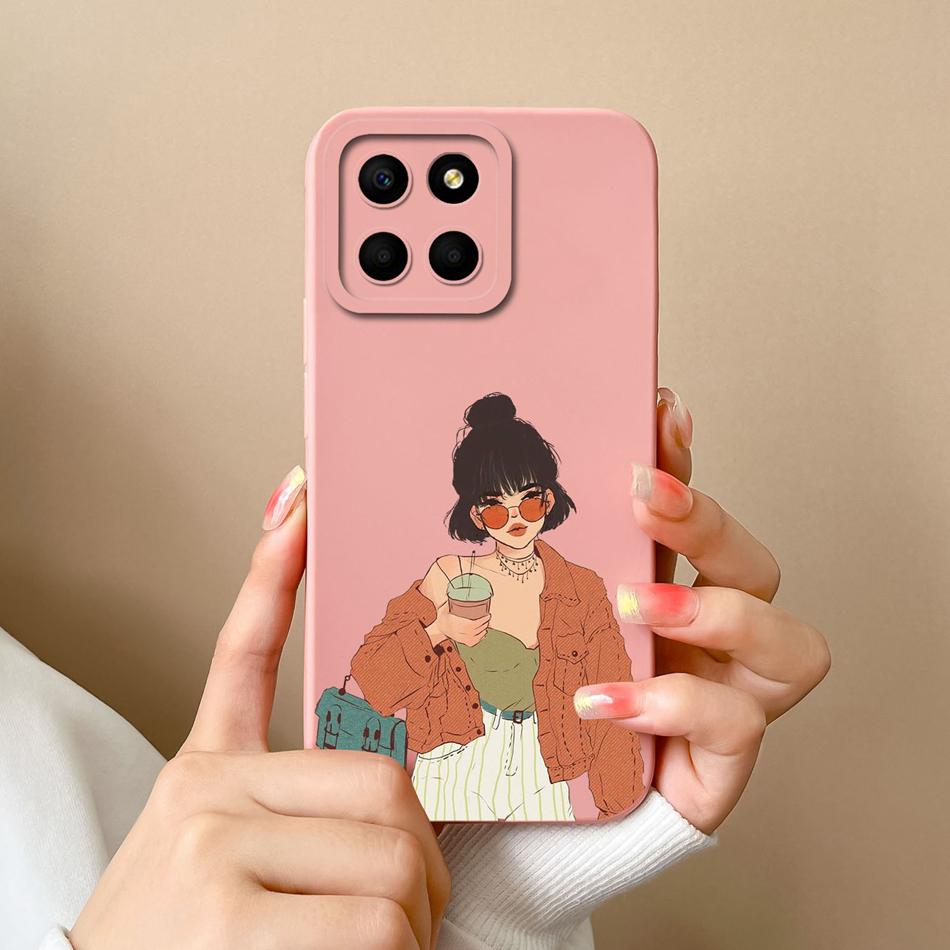 For Huawei Honor X6 X6S X6A Case Cartoon Liquid Silicone Full Coverage Anti Drop Phone Shell For HonorX6 X 6 X6 S A Bumper Funda