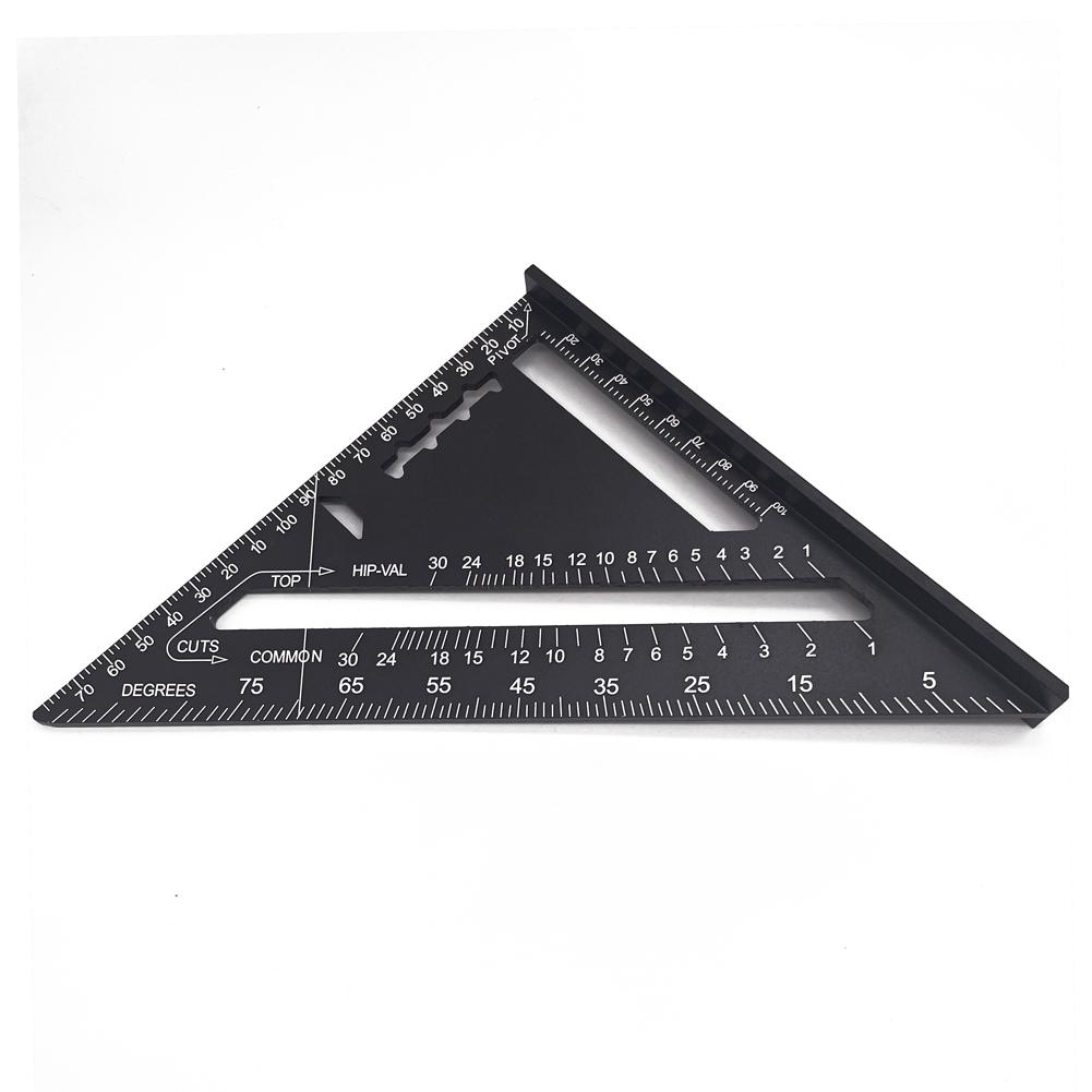 Aluminum Alloy Triangle Rulers 90 Degrees 45 Degrees Set Square 7in Black Metric Square Ruler