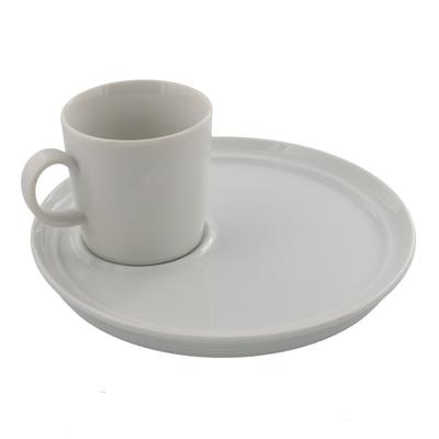 Tableware East CAFE Lunch-Set Teller 22cm + Becher Weiß Weiß Geschirr Café Geschirr Trennteller Abendessen Geschirr-Set Teller-Set