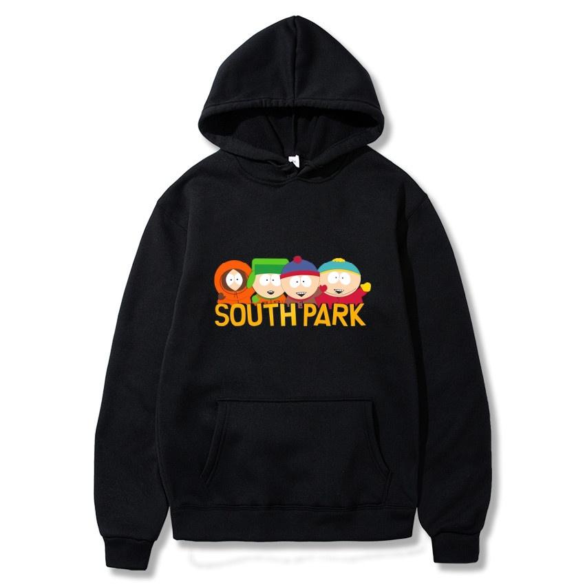 South Park Anime Pattern Hoodie Fashion Warm Coat Men's Autumn and Winter Season Hoodie Street Black Long Sleeve Hoodie