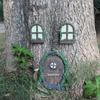 Resin Luminous Door and Window Hangers Set, Outdoor Garden Fairy Fairy Door Tree Hanging, Micro-landscape Wall Hanging Decoration