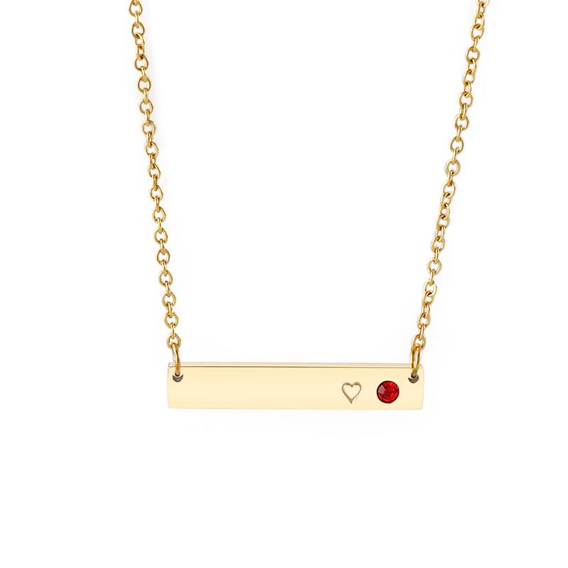 Doğum Taşı Kakmalı Çubuk Kolye Köprücük Kemiği Zinciri ile - Japonya ve Kore'den Kişiselleştirilmiş Takı.