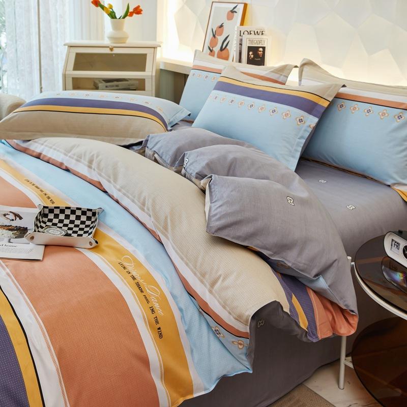Printed Pure Cotton Student Dormitory Three-piece Four-piece Single Quilt Cover Sheet Pillowcase Duvet Cover