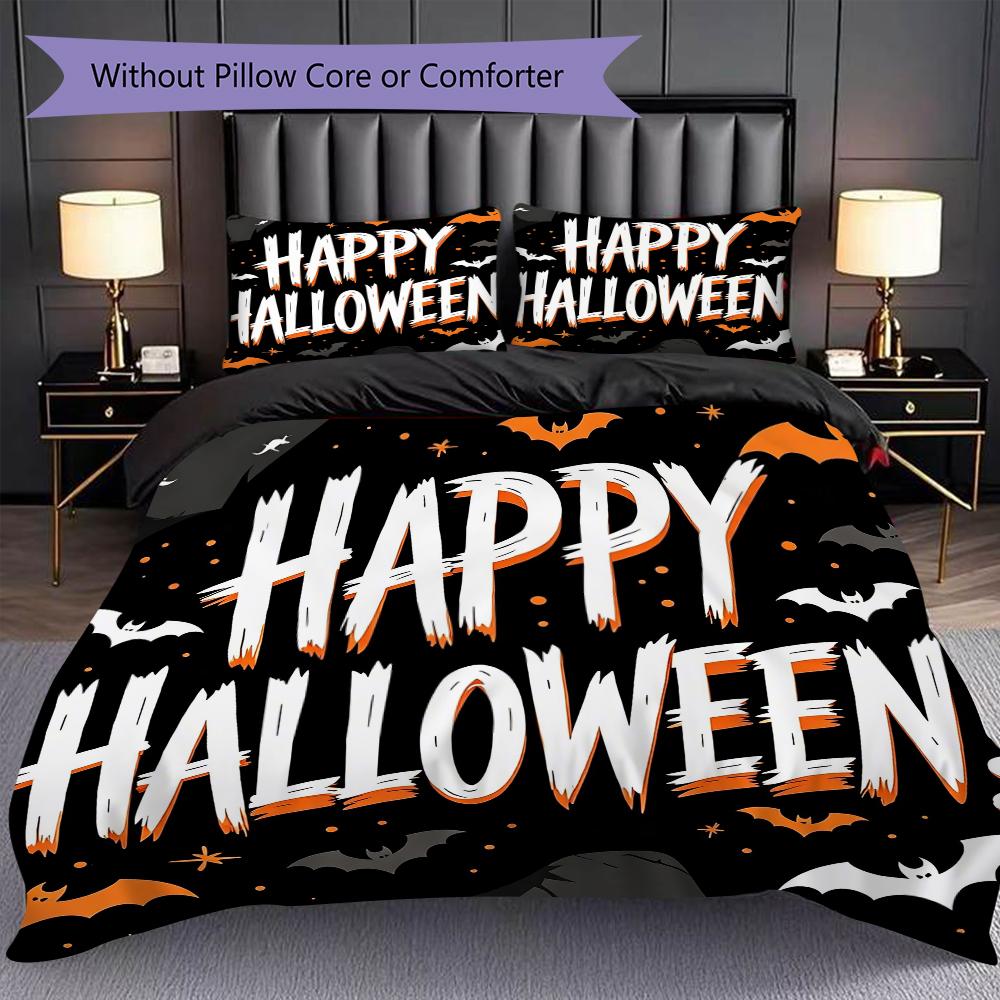 1PC Halloween theme pattern Bedding Quilt Set Quilt Cover Pillowcase Home Decoration Birthday Gift (1 * duvet cover + 2 * pillowcase, without core)