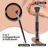 2Pcs Nose contour brush, 2-in-1 U-shaped brush and fluffy brush, angled inclined brush