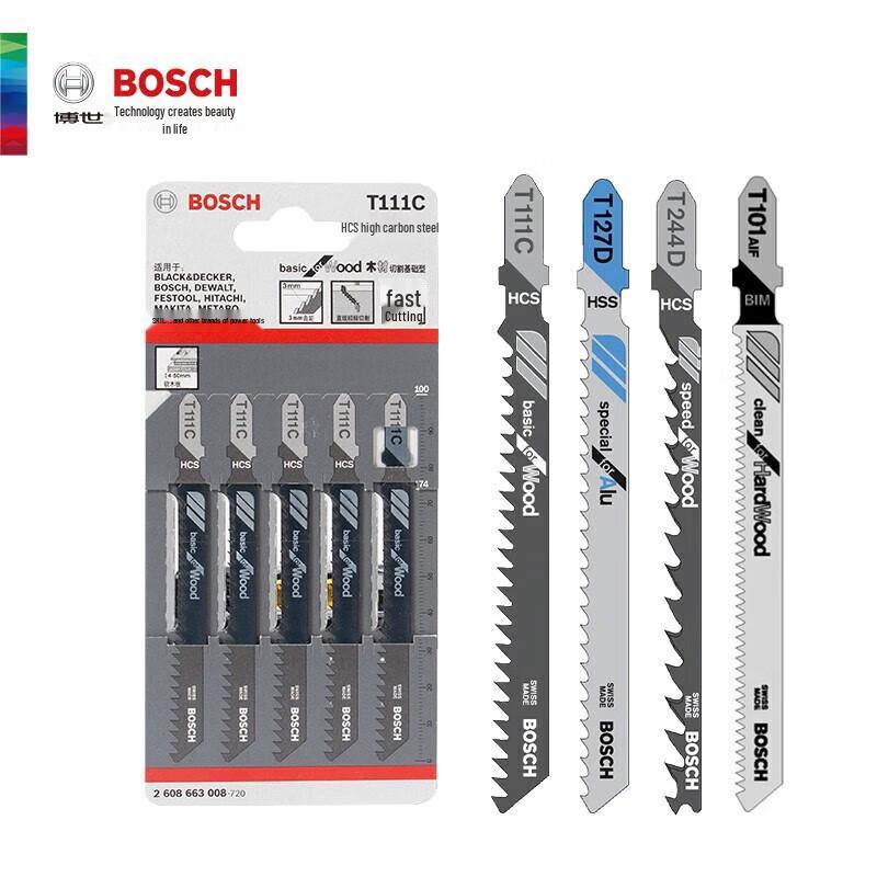 Bosch T244D Jigsaw Blades for Wood, 5-Pack CN Plug (adapter Included)
