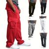 High Street Men Pants Casual Pocket Overalls Drawstring Trousers Plus Size Loose Straight Tube Draped Wide Leg Pants