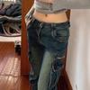 Women's Retro Low-Waist Pocket Cargo Flare Jeans - Spring/Autumn Style