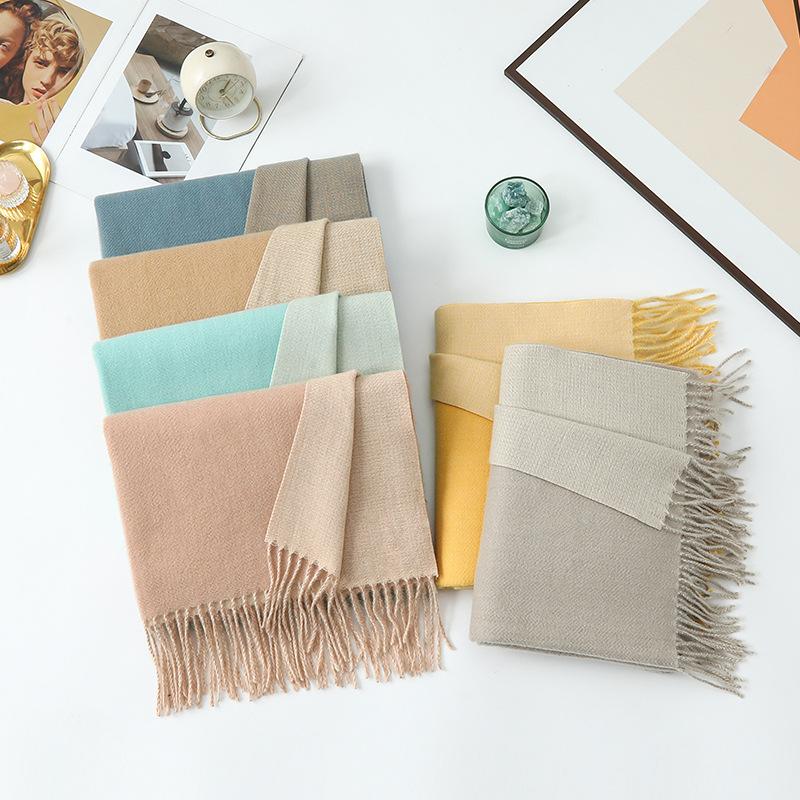 Wool Scarf Women's Winter High End Imitation Cashmere Scarf Double Sided Scarf Versatile Thickened Cashmere Scarf