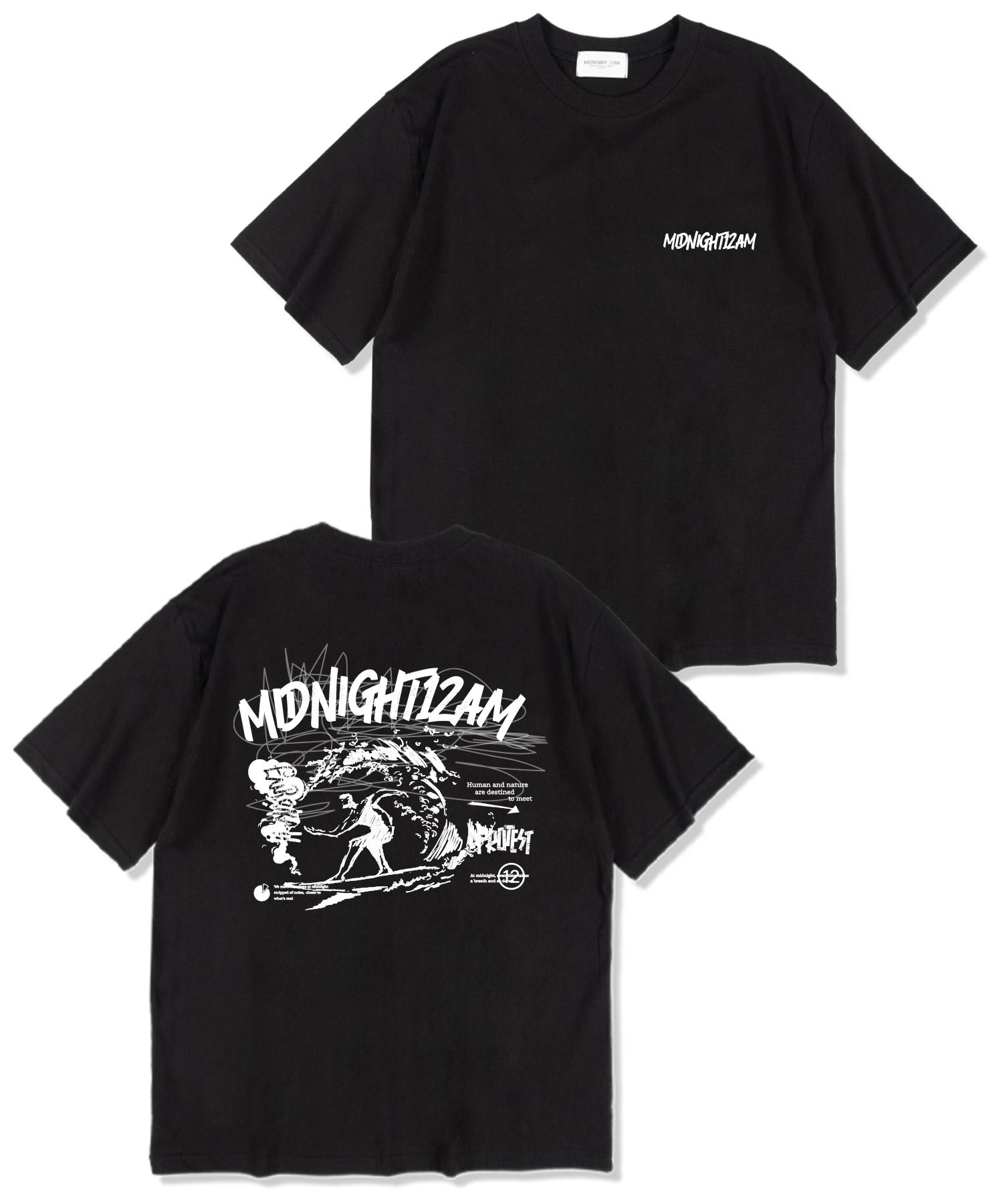 Midnight 12 Am Midnight Surfer Oversized Short Sleeve T-Shirt Black L