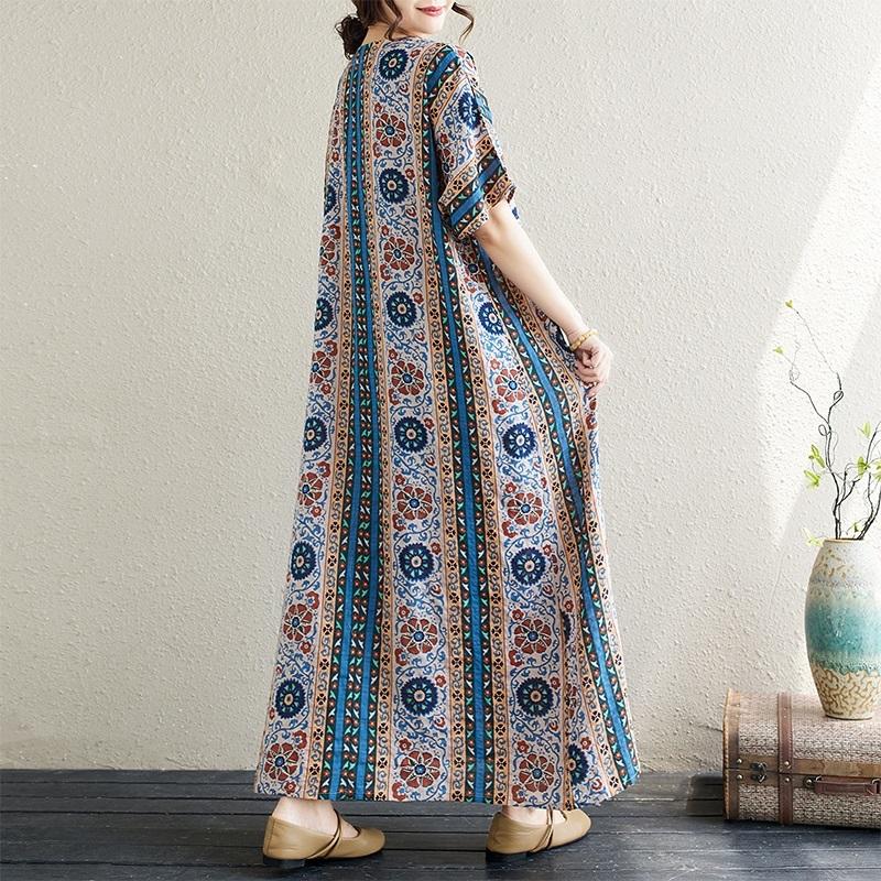 Short Sleeve Plus Size Vintage New In Dresses for Women Casual Loose Long Summer Dress
