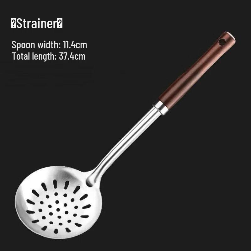 Wutuo Stainless Steel Wok Spatula & Spoon Set with Wooden Handles
