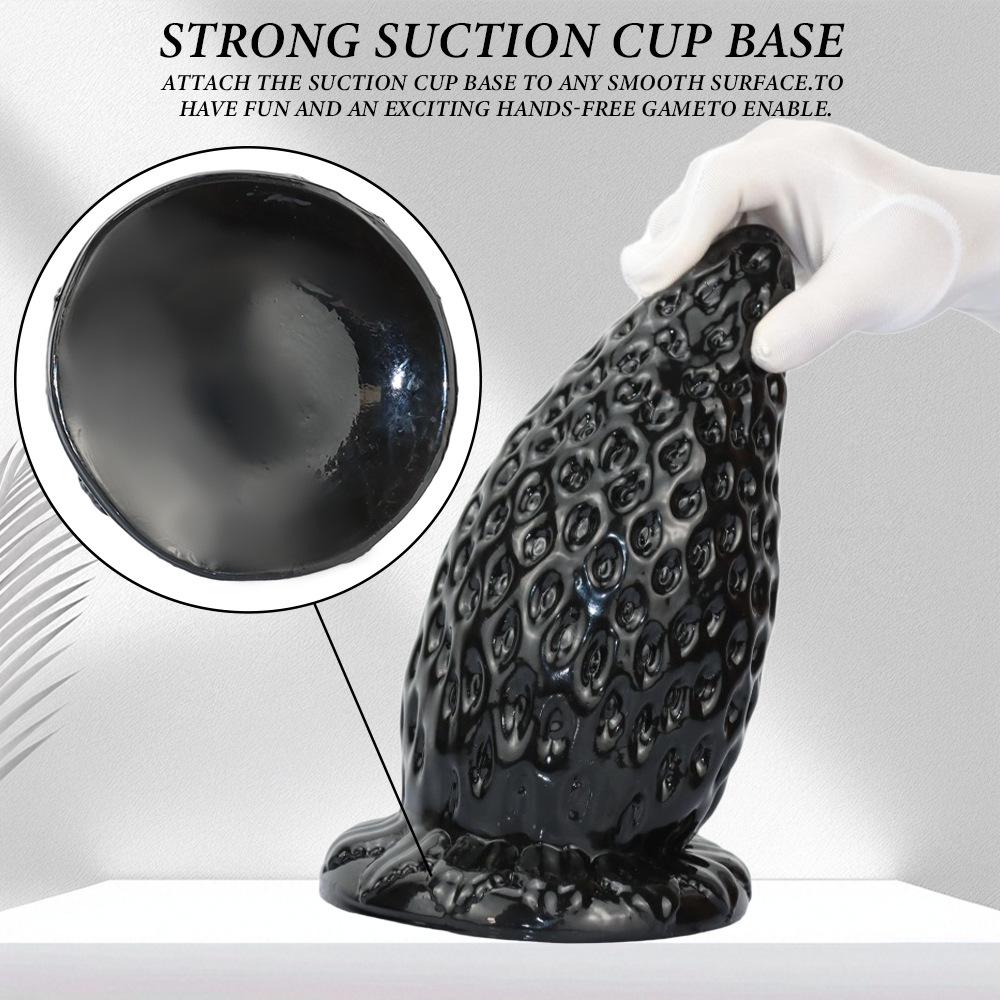 Black 11cm Extra-Large Strawberry Anal Plug, Extra-Thick Male Toy