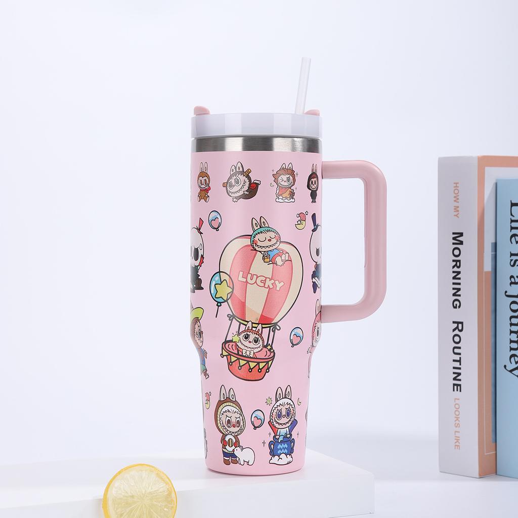 Cartoon 40oz Auto-Becher Thermoisolierender Wasserbecher Edelstahl Thermosbecher Große Kapazität Auto-Becher
