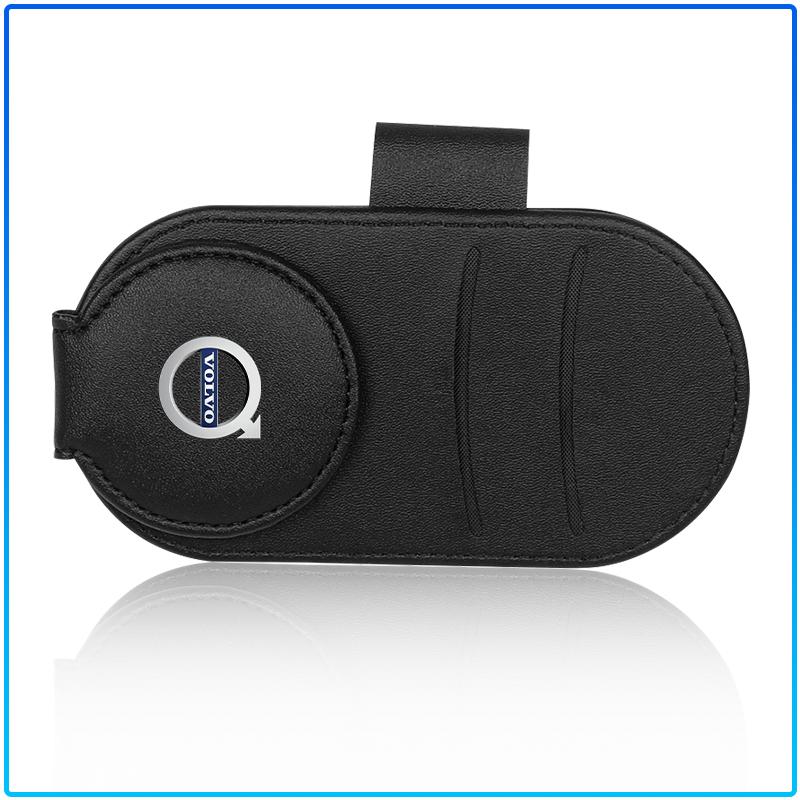 Leather Car Glasses Clip Sun Visor Multi-function Sunglasses Clip Car Styling For Volvo XC60 XC90 S60 S80 S40 V40 V60 V70 V50 XC70