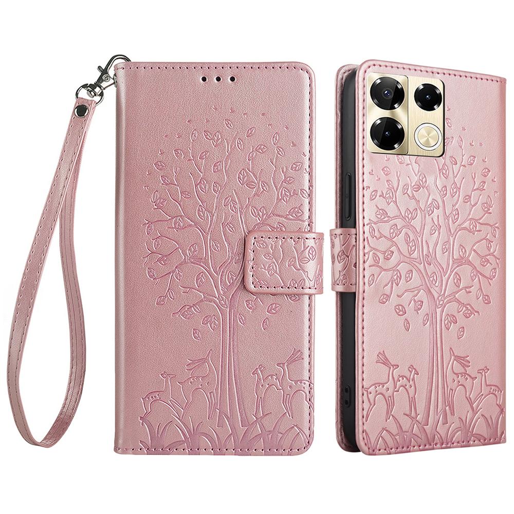 For Infinix Note 40 Pro 5G Case Tree Imprinted Stand Leather Wallet Phone Cover