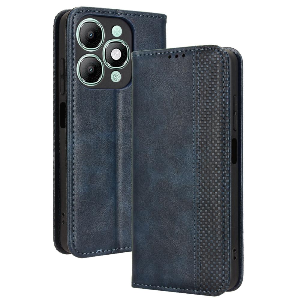 

Для itel A90 4G Кожаный чехол-кошелек с подставкой Ретро текстура Чехол для телефона Blue