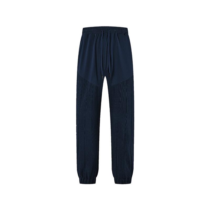 

Men s Summer Sports Casual Loose Breathable Solid Color Waffle Men s Tether Pants Casual Pants XXXL темно-синього кольору