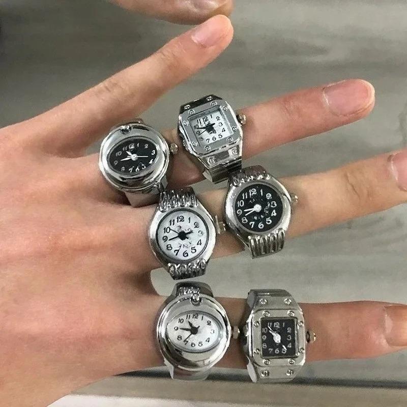 Watch Ring Men and Women Cool Harajuku Ins Trendy Korean Version Retro Creative Decoration Adjustable Food Ring