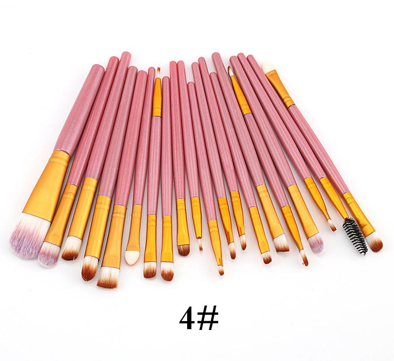 20-Piece Eye Makeup Brush Set: Includes Eyebrow, Foundation, Eyeshadow, Lip, and Contour Brushes.