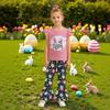 Toddler Girl Summer Outfit 1-6 Years Old Pink Rabbit Top with Black Easter Egg Print Bell Bottom Pants Cute Casual Set