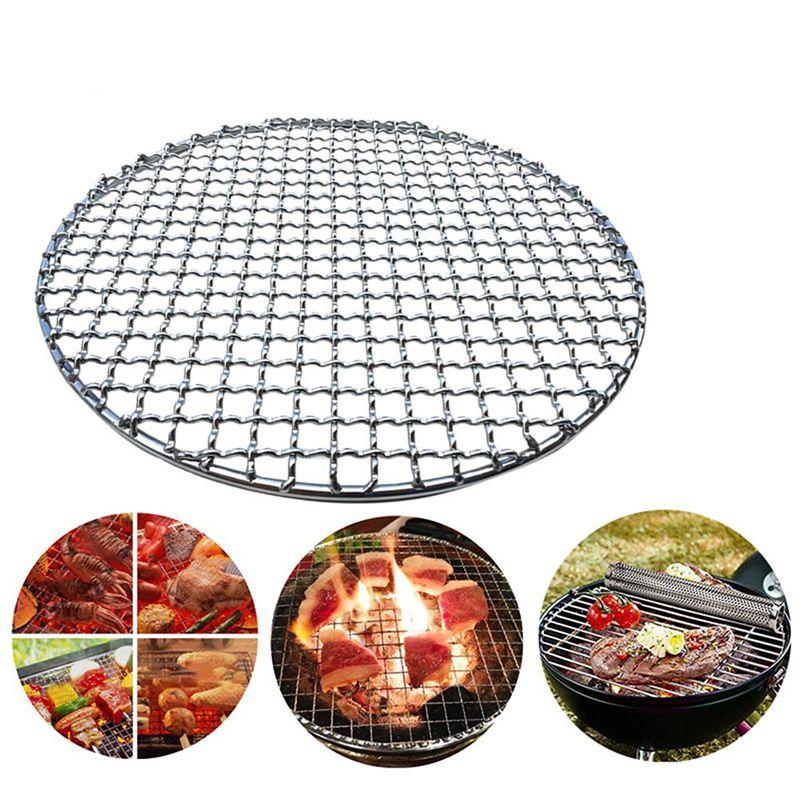 Stainless Barbecue Steel Bbq Grill Roast Mesh Nonstick Round Shape Pan Baking