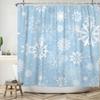 Christmas Snowflake Shower Curtain Blue Waterproof Fabric with Snowy Snowflakes Winter Shower Curtains for Bathroom Funny Xmas