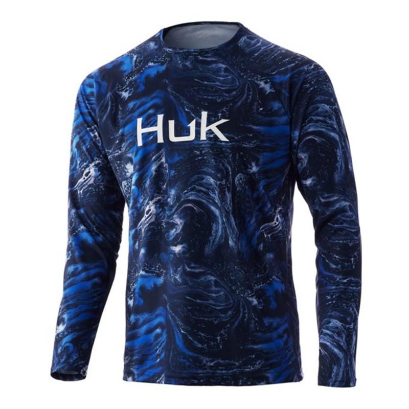 Mens Quick-Dry UV Protection Fishing T-Shirt Long Sleeve Crew Neck Summer Outdoor Sports Cycling Apparel