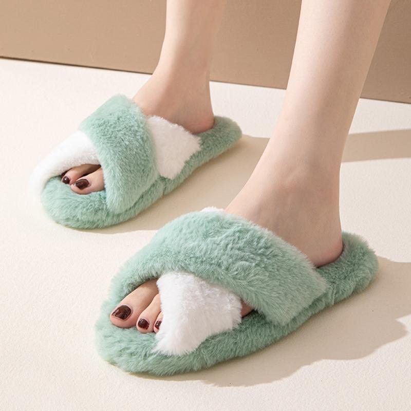 Fashion Casual Fluffy Women's Home Slippers Flats Luxury Designer Woman Shoes Winter Elegant Plush Footwear Indoor Fuzzy Fur Slides Soft