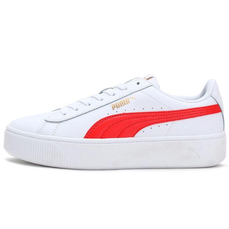 Puma Vikky Stacked Lightweight Durable Low-Top Thick Sole Casual Sneakers Women Sneakers White Red 369143-13