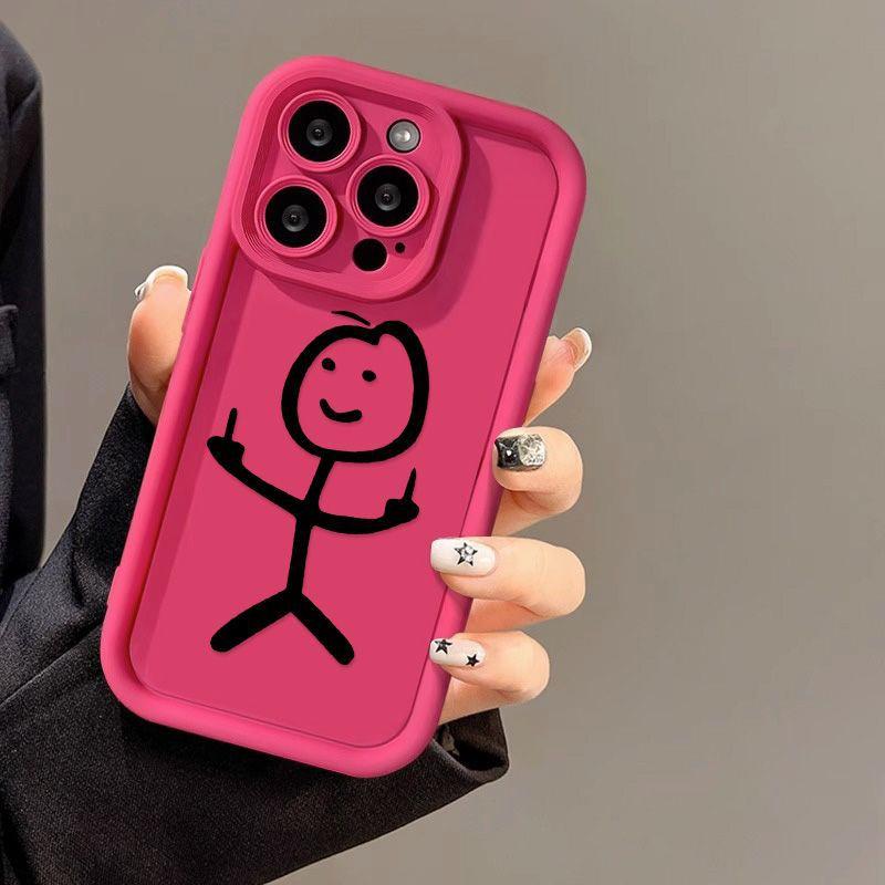 Middle finger stick figure for iPhone17PorMax mobile phone case 14 Apple 13 matte 12/15 funny soft case
