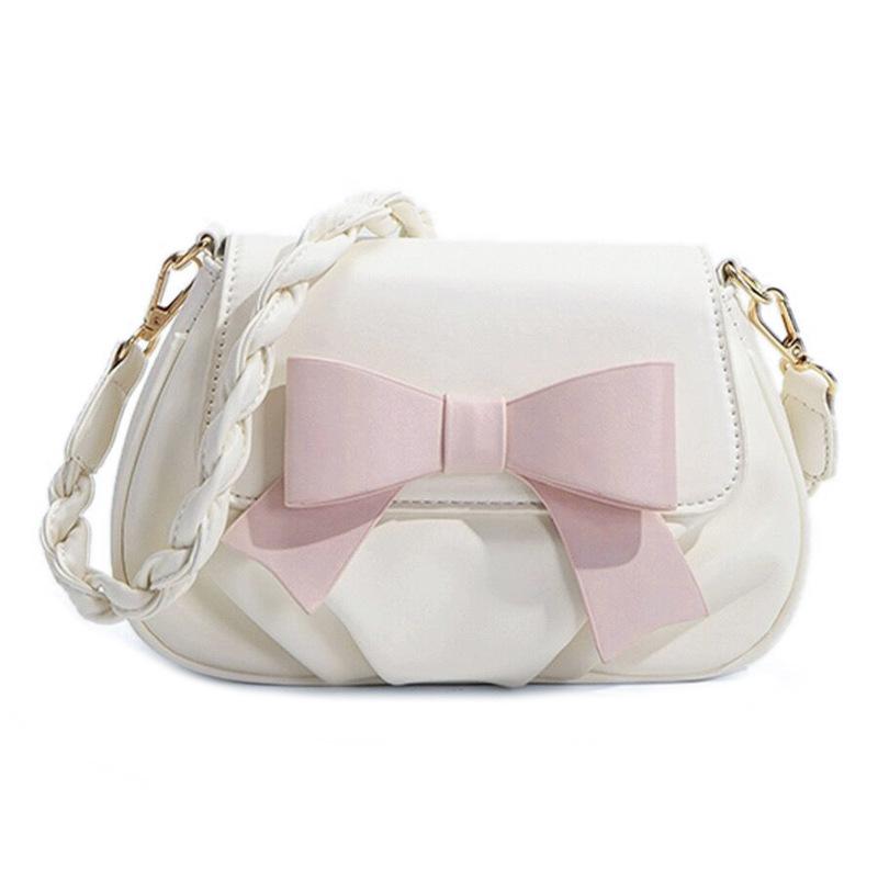 Girls' Bags Niche New Bow Small Round Bag Pleated Shoulder Cloud Bag Love Women's Messenger Bag