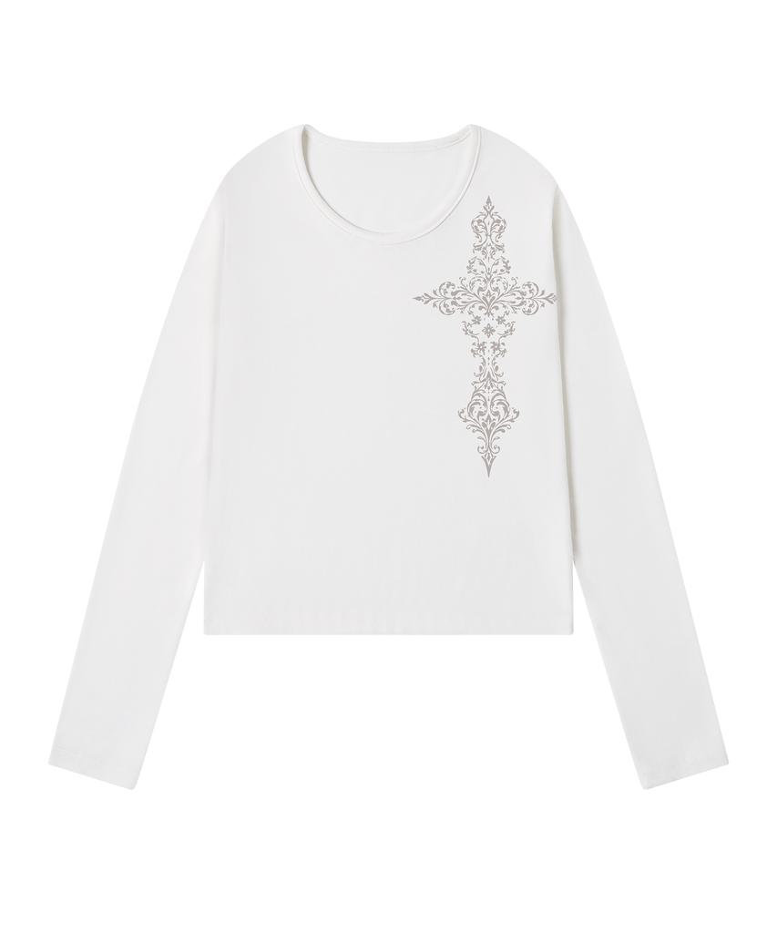 GRAVER [Unisex] New Cross U-Neck Long Sleeve_2 Colors