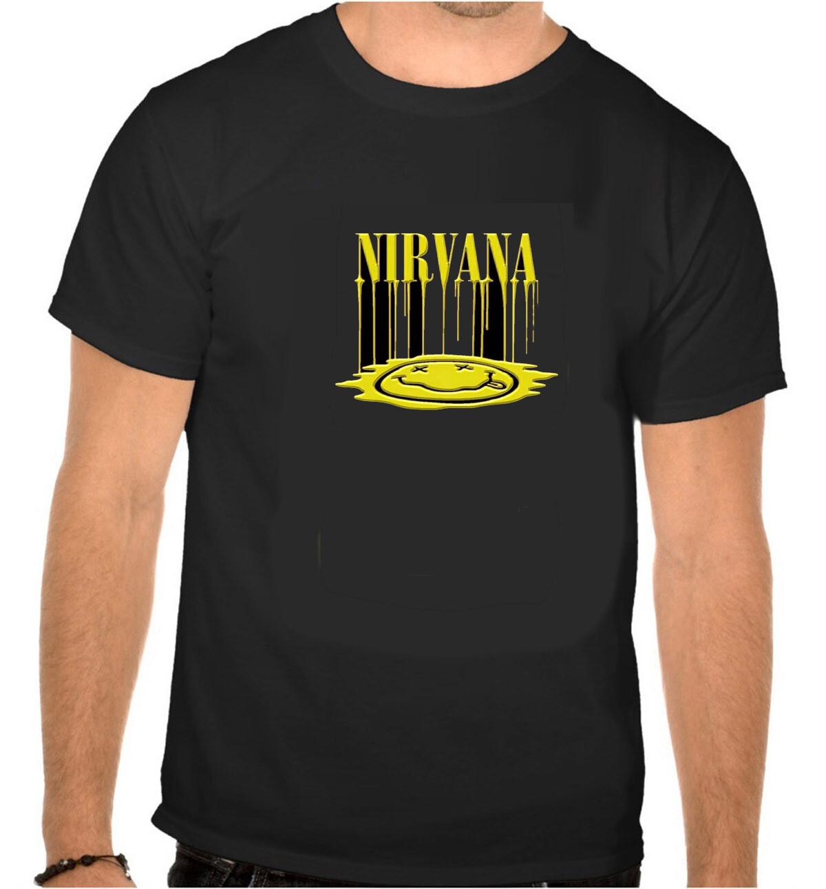 26 Nirvana Rock Music Logo Black T-Shirt -1192- Unisex T-Shirt XXL