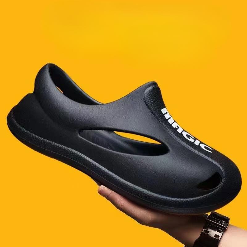 Fashion Men's Sandals Outdoor Men's Hole Hole Shoes Breathable Wear-Resistant Shoes Casual Soft Bottom Anti-Slip Wedge Slippers
