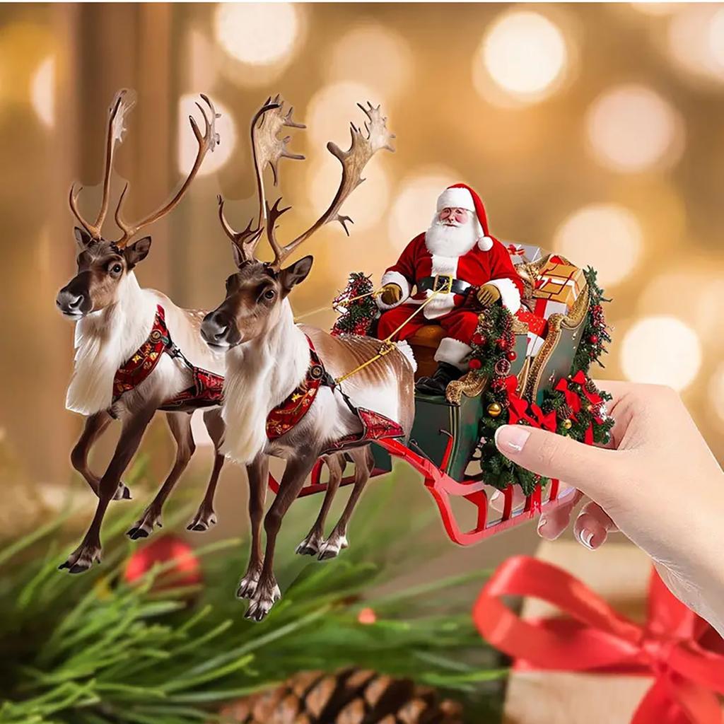 Christmas Decorations Acrylic Santa Reindeer Pendant Window Hangings Decorate Arts And Crafts Crystal Ornament Fast Shipping