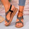 Fashion 2025 NEW Women's Large Size Sandals Open Toe Beachwear Spring New Flat Bottom Flower Crystal Roman Shoes for Adults
