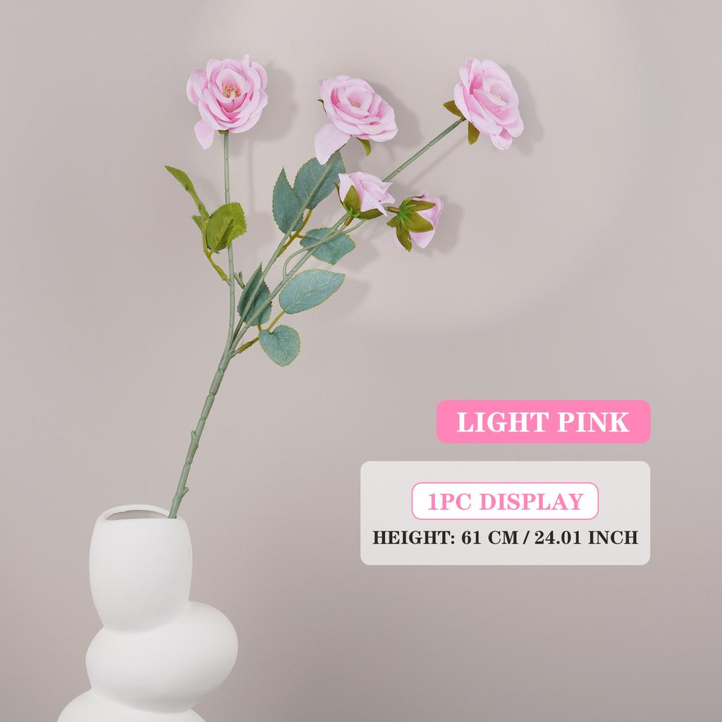 Uflower 5 Heads English Spray Rose Bouquet 61cm Artificial Silk Flowers for Wedding Home Table Decor Valentine's Day Gift