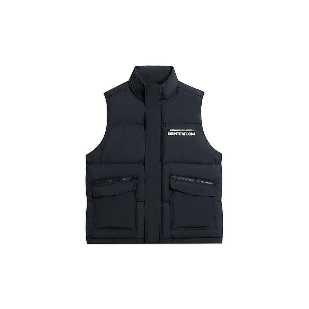 Lining Letter Stand Collar Down Jacket Unisex Outerwear Black AMRS095-1