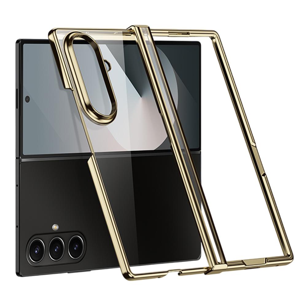 

For Samsung Galaxy Z Fold7 5G Case Hinge Design Electroplating PC Clear Phone Cover Gold