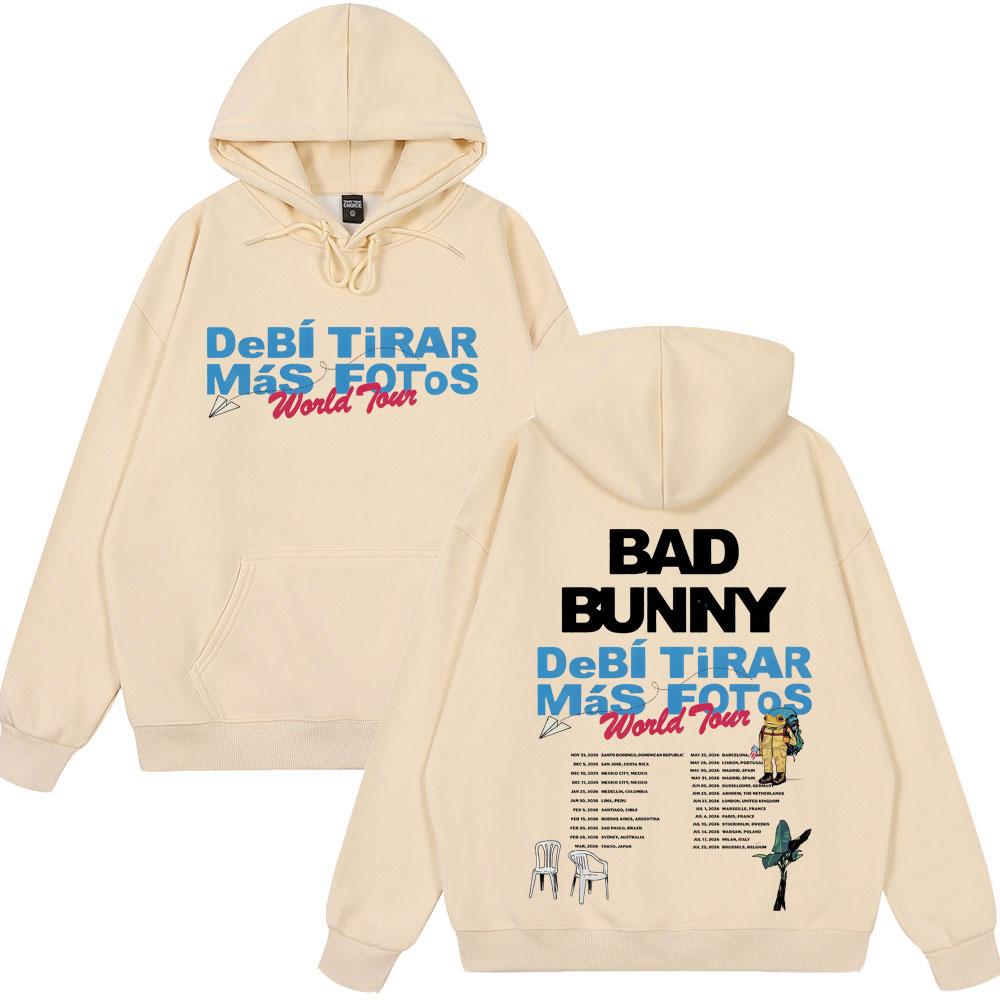 Rapper Bad Bunny DeBi TiRAR MaS FOToS DTMF World Tour Vintage Hoodie New Style Women Couple Winter Wear Harajuku Sweatshirt Tops
