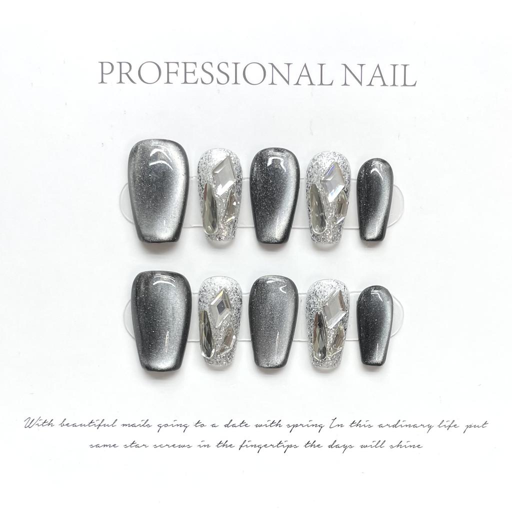 10pcs/set Purely Handmade Wearable Nails Removable Nail Art French Simple False Nails Finished Long and Short Nails