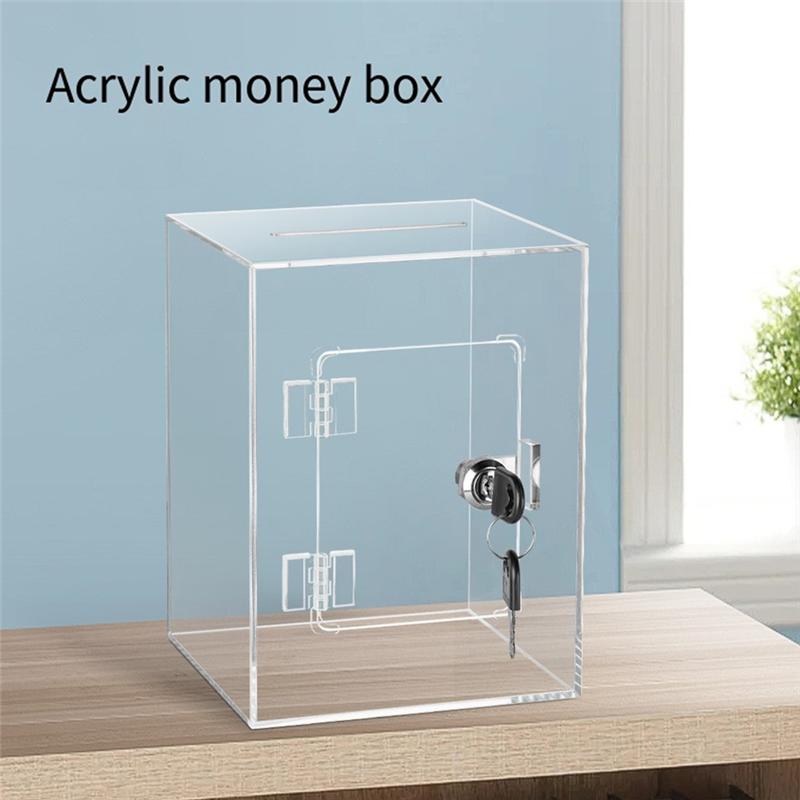 Openable Clear Acrylic Piggy Bank With Lock& Key, Reusable Money Saving Box For Adults Kids For Birthday