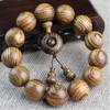 Purple Yew Wood Handcrafted 108-Piece Tiger Skin Sandalwood Buddhist Beads Bracelet for Couples