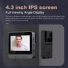 Wireless Doorbell 2.4G Wi-Fi Smart Video Doorbell 4.3Inch IPS Display Video Intercom Doorbell 2 Way Audio Infrared Night Vision
