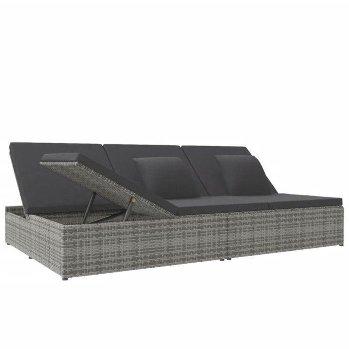 Sunbed - VIDAXL - Convertible - Woven Resin - Dark Grey - Folding and Fade-resistant