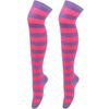 1 par de calcetines altos a rayas navideñas/rosa blanco