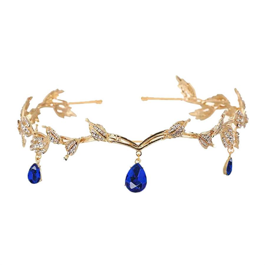 Luxury Crystal Leaf Water Droplets with Women's Leaves Alloy Bride Brow Pendant Crown Princess Headband Hair Accessories Gift