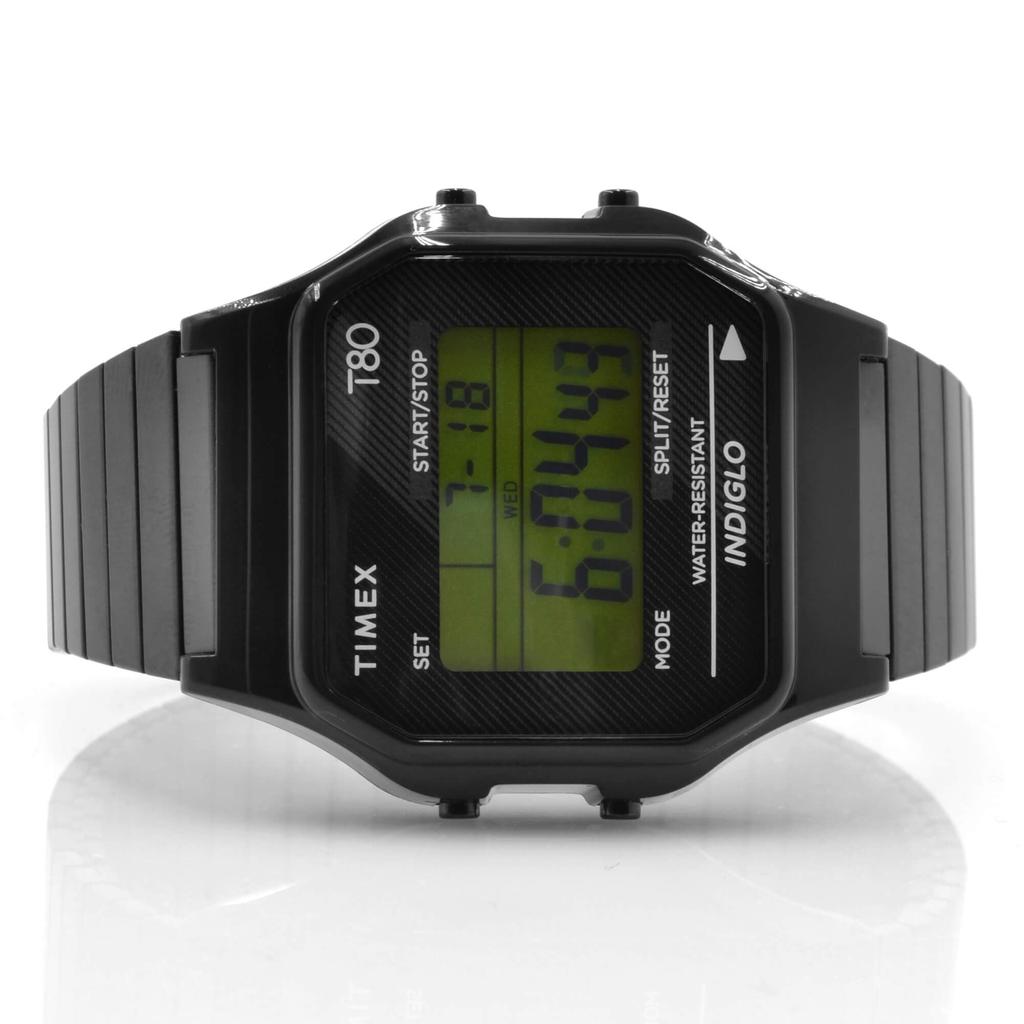 Timex T80 34mm Watch Black with Stainless Steel Expansion Band –